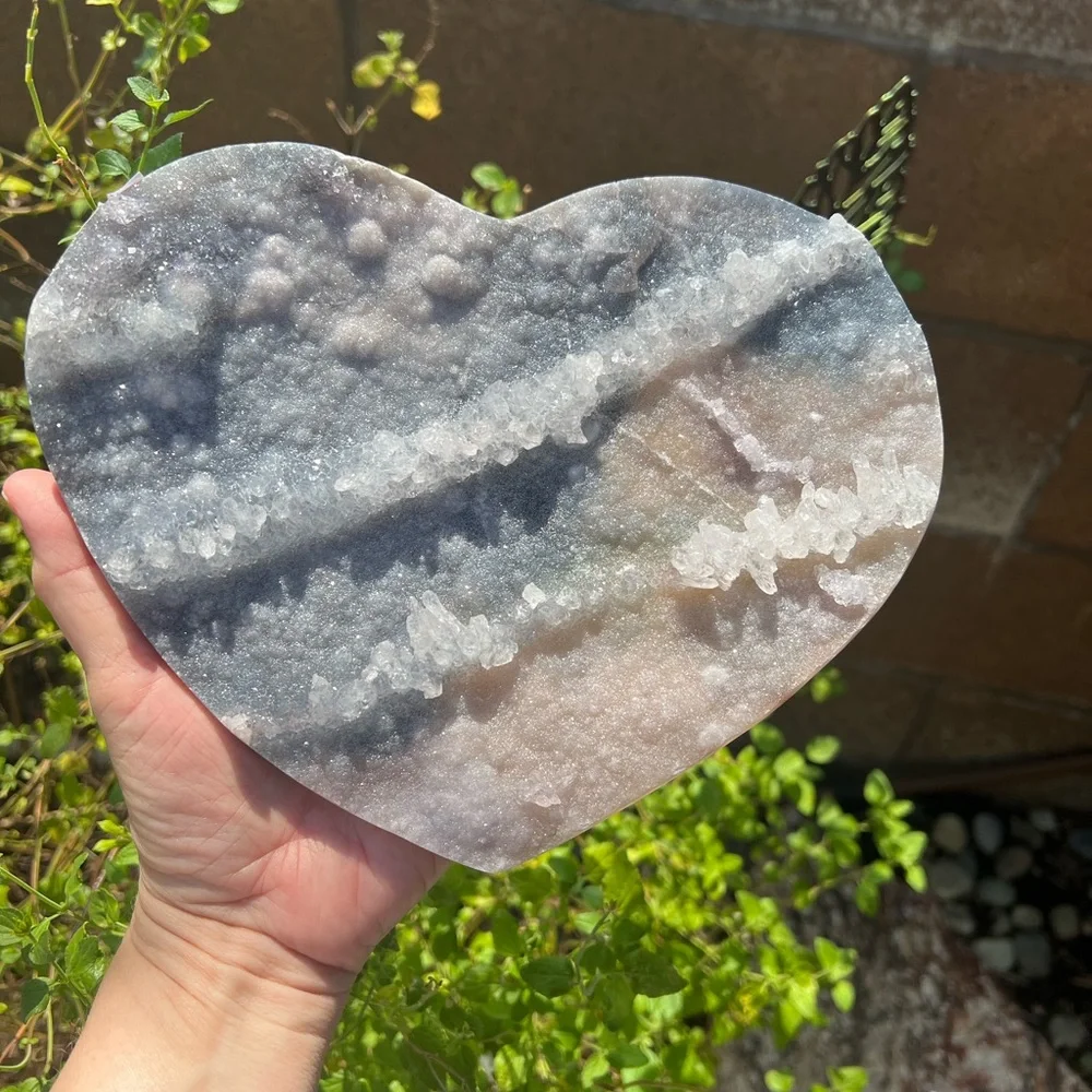 Amethyst Zeolite Flower Amethyst Crystal Heart - Picture 3 of 7